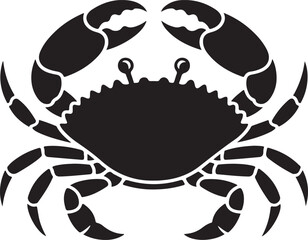 Simple black crab illustration with claws and legs isolated on white background perfect for seafood menus or marine themed designs and decorative ocean vector art