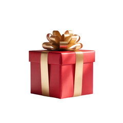 Red Gift Box With Gold Ribbon and Bow Isolated present