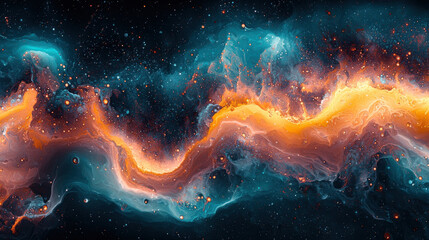 A vibrant 4K abstract wallpaper, bursting with a kaleidoscope of shapes and textures, against a canvas of teal and orange hues, inviting viewers to explore a world of dynamic color and visual 