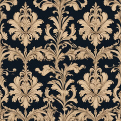 Wallpaper in the style of Baroque, Graphic pattern for fabric, wallpaper, packaging. Ornate Damask flower ornament