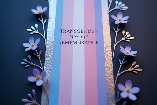 Elegant remembrance of Transgender Day with soft floral accents and a subtle color palette symbolizing inclusivity and support during a time of reflection and community