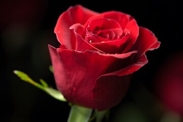 Elegant Red Rose Water Drops Dark Background