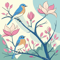 Stylized bird illustration with vibrant colors and clean lines