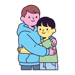 Affectionate Embrace: A heartwarming illustration portrays two individuals sharing a tender hug, symbolizing companionship, support, and the beauty of human connection.