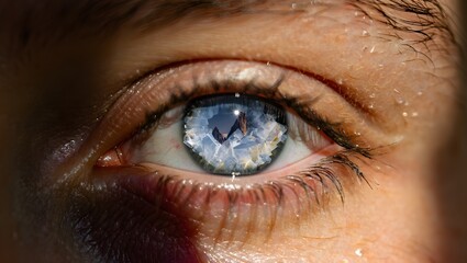 Fototapeta premium Eye Reflecting Crystal Mountain Landscape