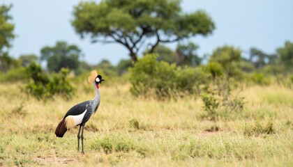 Fototapeta premium Grey Crowned Crane in African Savanna