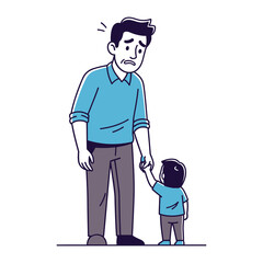 A Tender Bond: In a heartwarming illustration, a concerned father stands in stark contrast with his child, symbolizing guidance and a parent-child relation. 