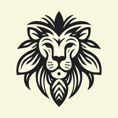 Lion head minimalistic logo vector illustration.