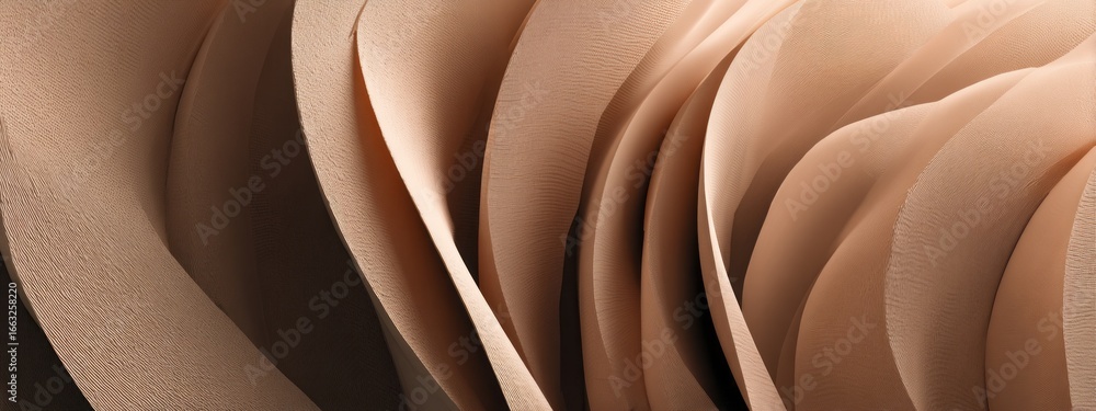 Poster soft waves of a matte neutral-toned surface illuminated by gentle lighting create a serene compositi