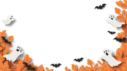 Spooky border for party invitation with ghosts