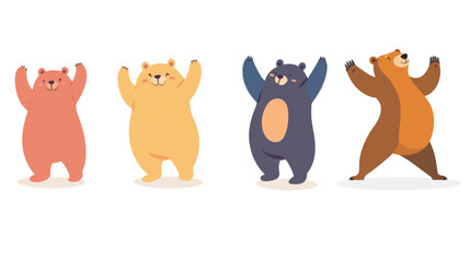 Happy Bear Dancing – Cheerful Color Vector Graphic