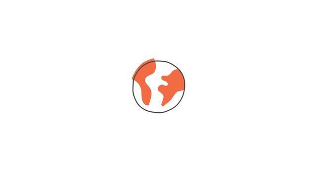 hand-drawn globe travel doodle animation in scribble sketch style. Perfect for tourism, education, world travel, geography projects, branding, social media, and motion graphic templates.