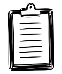 Office clipboard checklist notepad hand drawn sketch vector