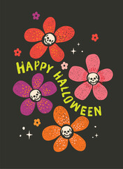 Floral Skull Halloween, Girly Spooky Season Clipart, Trendy Coquette Halloween Shirt Design, Skull Flowers