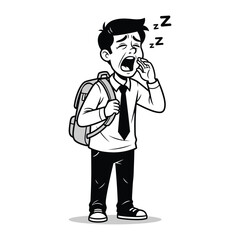 Sleepy Student's Yawn: A weary student, burdened with a backpack, fights back a yawn, encapsulating the relatable struggle of tiredness.