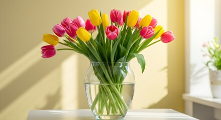 Obraz premium Vibrant Tulips, Colorful Flowers, Spring Bouquet, Fresh Arrangement