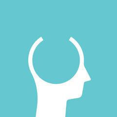 Empty head. Open mind, serenity, meditation, creativity, imagination, freedom, forgetfulness, amnesia, stupidity, personality and mental disorder concept. Flat design. EPS 8 vector illustration