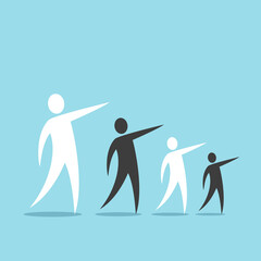 People instructing, teaching each other. Arrogance, too much managers, leaders only, struggle for power, disrespectful leadership and incompetence concept. Flat design. EPS 8 vector illustration