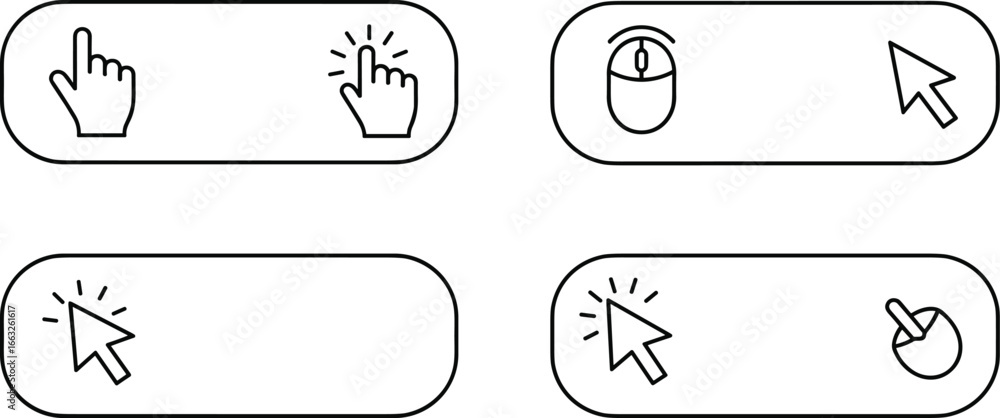 Fototapete mouse click icon, hand pointer button, computer cursor symbol, digital interaction graphic, ui eleme