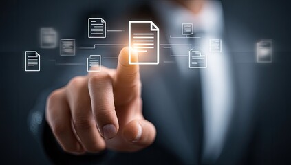 Person digitally interacts with interconnected documents