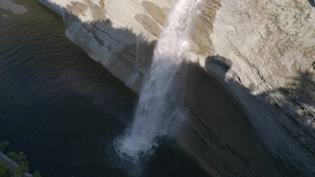 Vaureal Waterfall on a Sunny Day in Anticosti, Quebec, Canda