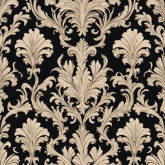 Wallpaper in the style of Baroque, Graphic pattern for fabric, wallpaper, packaging. Ornate Damask flower ornament