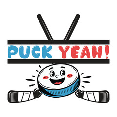 Puck Yeah t-shirt collection Funny Hockey Pun t-shirt design illustration