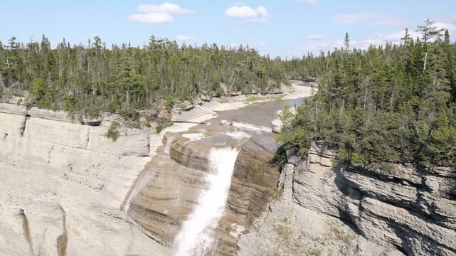 Vaureal Waterfall on a Sunny Day in Anticosti, Quebec, Canda