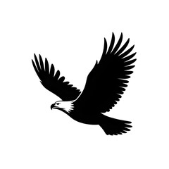 Fototapeta premium Soaring eagle silhouette against black backdrop, symbol of freedom, strength, and power in flight
