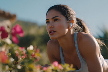 determined woman performs pushups with intense focus and strength embodying resilience