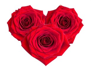 Three red roses in heart shape