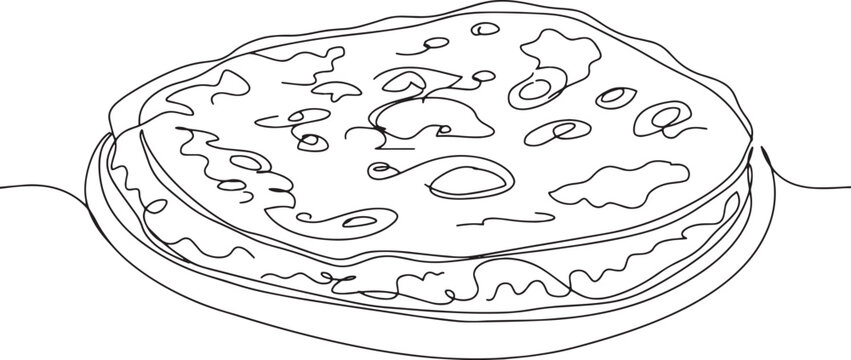 Single line drawing of roti flatbread, unleavened staple with a