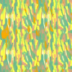 A vibrant seamless pattern with abstract, painterly brushstrokes in multi-colored shades of yellow, orange, red, green, blue, and other hues, creating a dynamic and lively design.