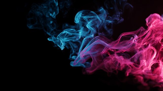 Vibrant blue and pink smoke swirling on a dark background - Powered by Adobe