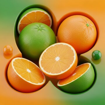 Glossy 3D Orange Illustration for Commercial Use