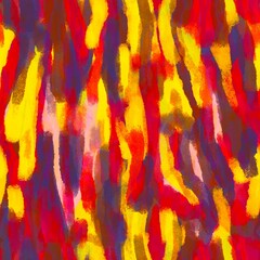 A vibrant seamless pattern with abstract, painterly brushstrokes in multi-colored shades of yellow, orange, red, green, blue, and other hues, creating a dynamic and lively design.