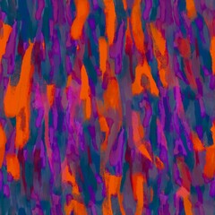 A vibrant seamless pattern with abstract, painterly brushstrokes in multi-colored shades of yellow, orange, red, green, blue, and other hues, creating a dynamic and lively design.