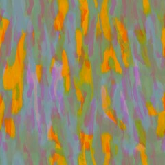 A vibrant seamless pattern with abstract, painterly brushstrokes in multi-colored shades of yellow, orange, red, green, blue, and other hues, creating a dynamic and lively design.
