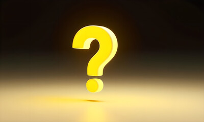 Glowing Yellow Question Mark Symbol on Dark Gradient Background, Conceptual Image