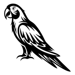 Obraz premium Elegant black and white vector illustration of a parrot in profile view