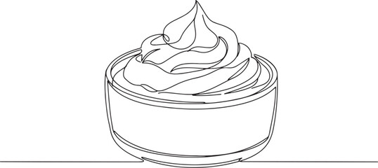 Elegant single line drawing illustration of delicious cr_me angl
