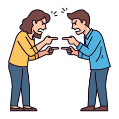 Fototapeta premium Animated Confrontation: Two figures in animated illustration with pointed fingers express feelings of anger and conflict. representing a heated argument between two individuals.