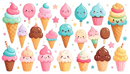 Cute ice cream and sweets