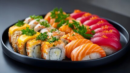 Colorful and Appetizing Sushi Platter