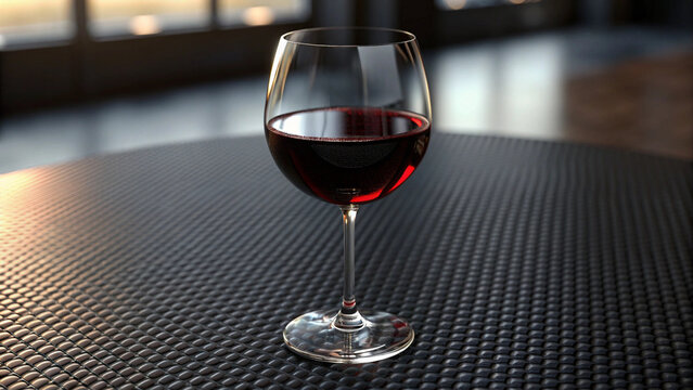 Glass of Red Wine on a Textured Table Surface goblet drink