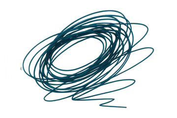 Blue cable forming concentric circles on a transparent background, ideal for technology, connectivity, and communication concepts