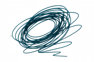 Blue cable forming concentric circles on a transparent background, ideal for technology, connectivity, and communication concepts