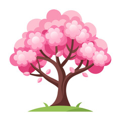 vector tree with pink flowers