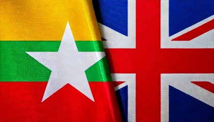 イギリスとミャンマーの国旗。(UK flag and Myanmar flag.)
