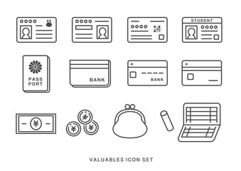 貴重品・身分証明書・カードアイコンセット